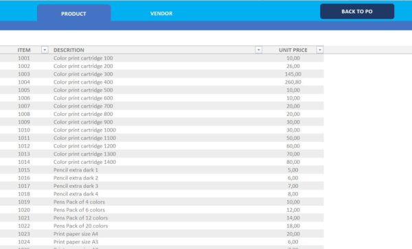 Purchase Order Template in Excel - Image 3