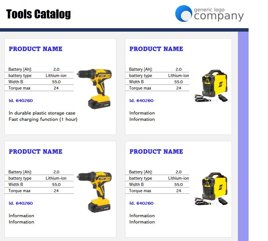 Excel Catalog Template