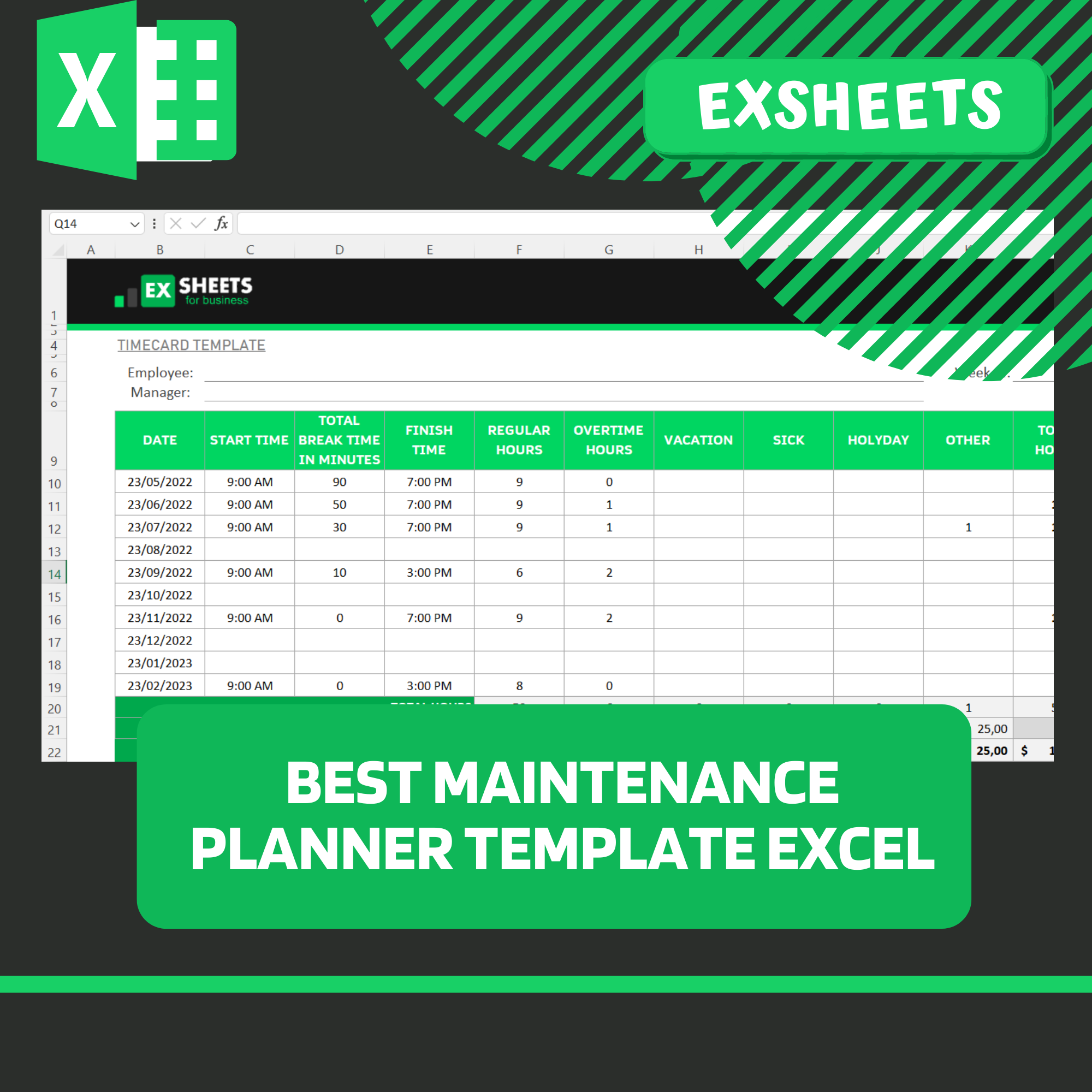 Maintenance Planner Template Excel Exsheets