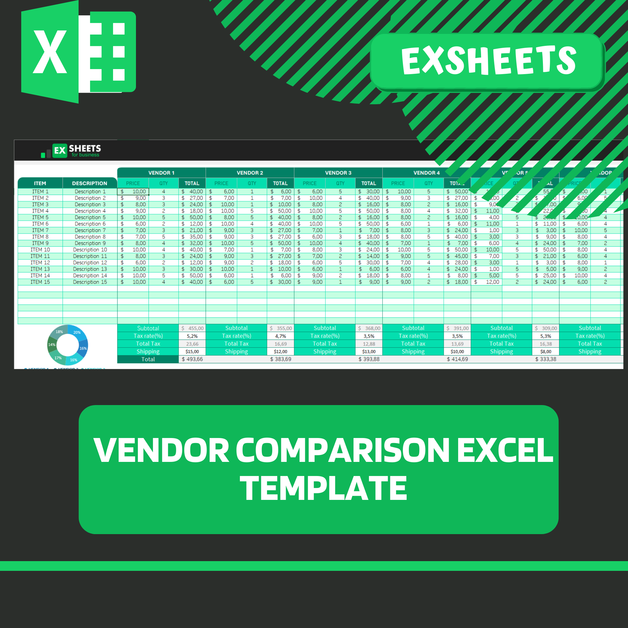 Vendor Comparison Excel Template Exsheets