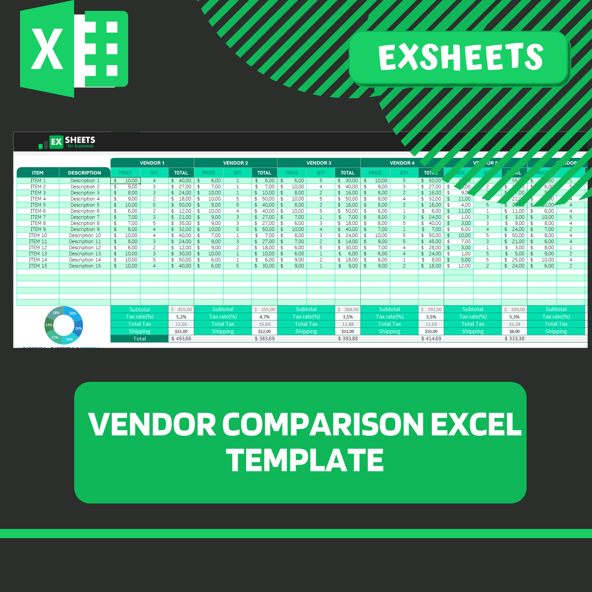 Vendor Comparison Excel Template Exsheets 1014