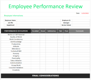 Employee Performance Review Template - Exsheets