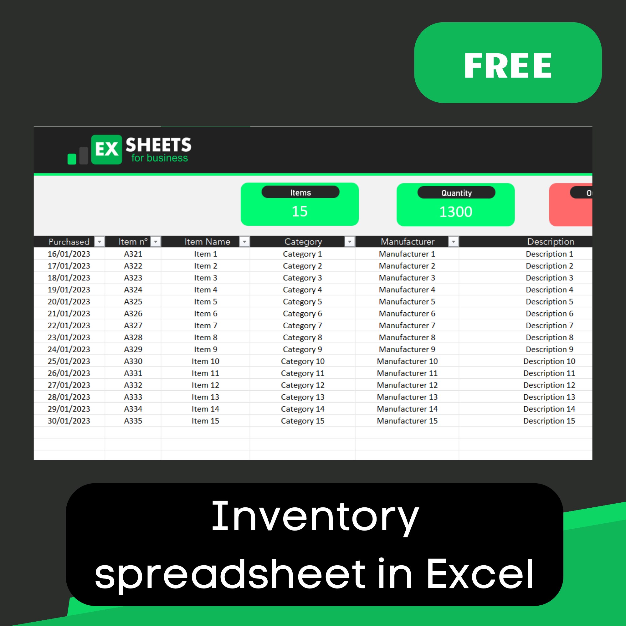 Inventory spreadsheet in excel exsheets