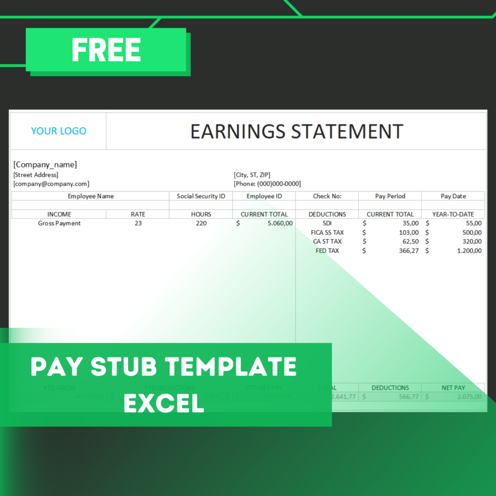 Pay stub template excel