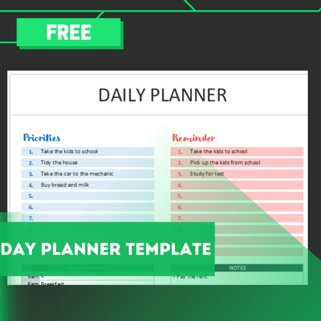 Day Planner Template Excel Archives Exsheets