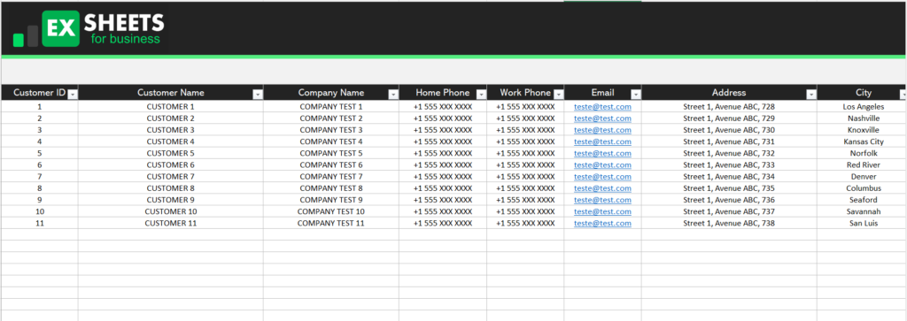Customer List Template