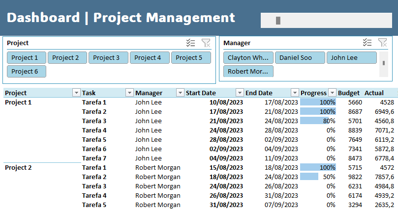 Project Dashboard Excel